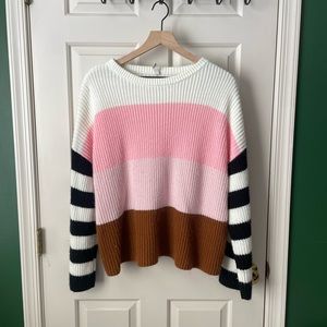 💗 Wishlist Free People Inspired Stripped Sweater Womens M/L Pink Black White 💗